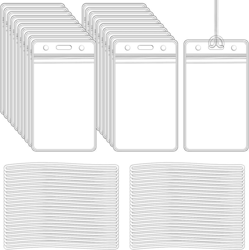 koorito 50 Pack Clear Plastic Luggage Bag Tag Holder Badge Label Tag Holder with 50 Pack Luggage Loops Straps for Office Business Travel Supplies - Image 1